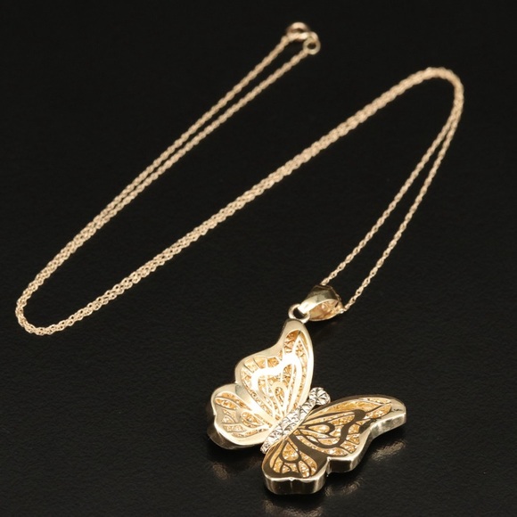 Jewelry - 14K Italian Gold Butterfly Pendant Necklace With 18” Chain - 4g 🦋
